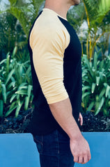 PLAYERA LONG FIT 3/4 Black/Yellow