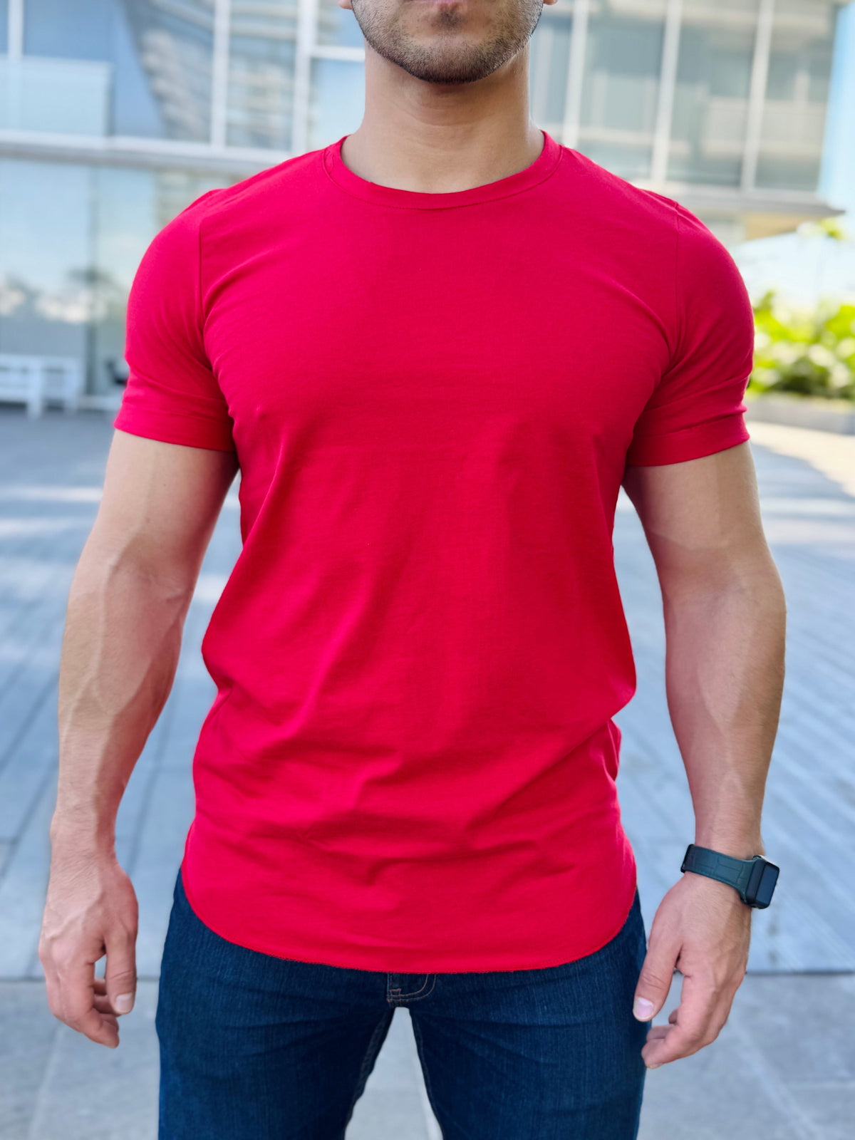 PLAYERA LONG FIT RED