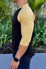 PLAYERA LONG FIT 3/4 Black/Yellow