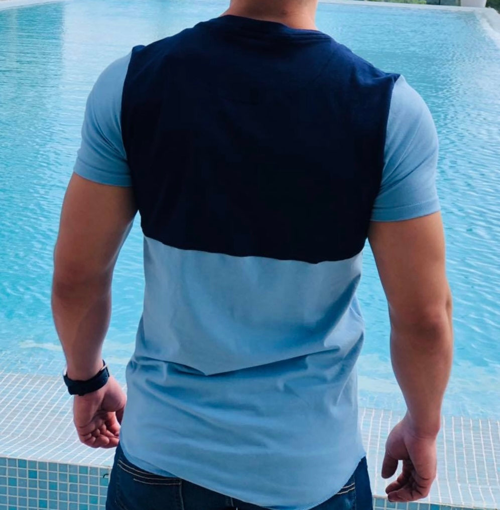 PLAYERA LONG FIT SQUARE Sky/Navy