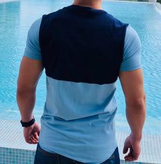 PLAYERA LONG FIT SQUARE Sky/Navy