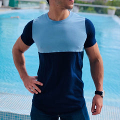 PLAYERA LONG FIT SQUARE Navy/Sky