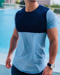 PLAYERA LONG FIT SQUARE Sky/Navy